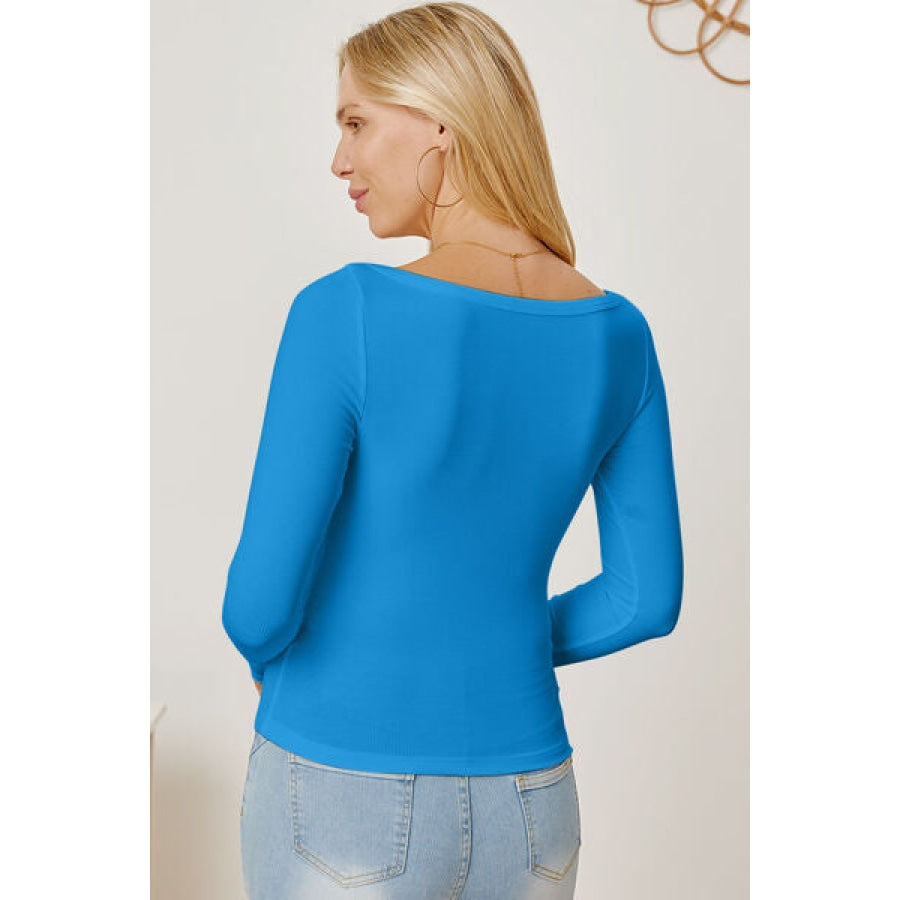 Square Neck Long Sleeve T-Shirt Clothing