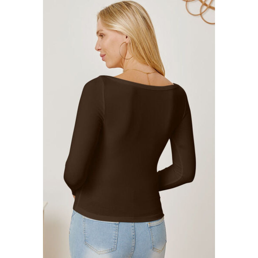 Square Neck Long Sleeve T-Shirt Clothing