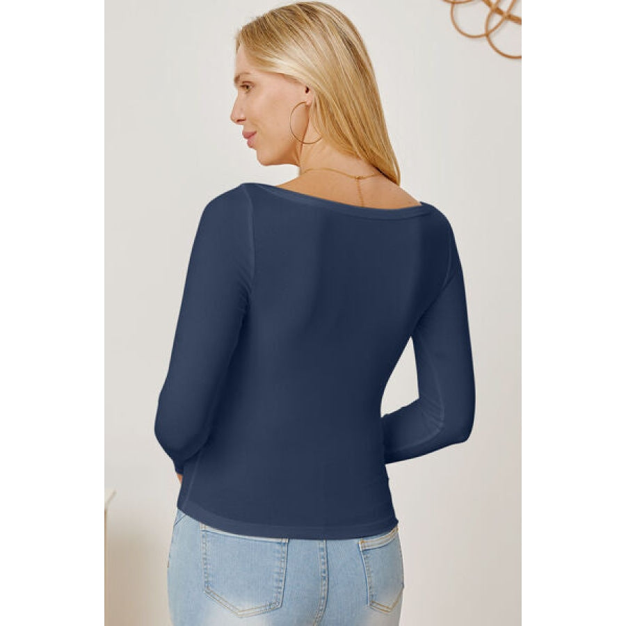 Square Neck Long Sleeve T-Shirt Clothing