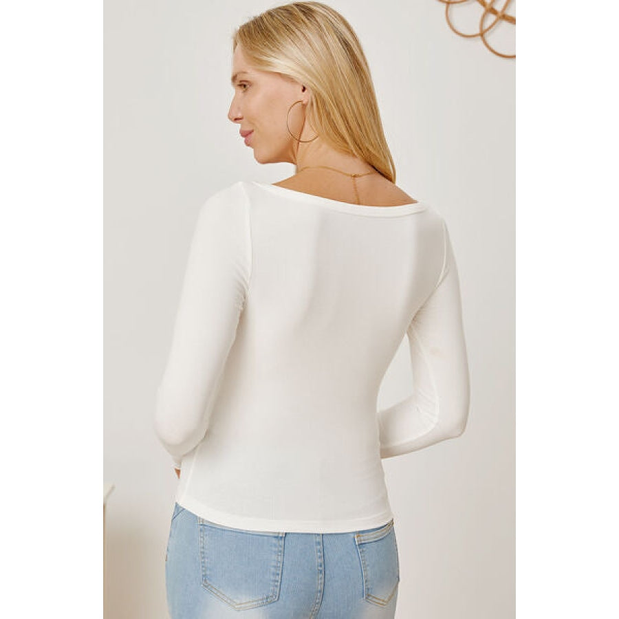 Square Neck Long Sleeve T-Shirt Clothing