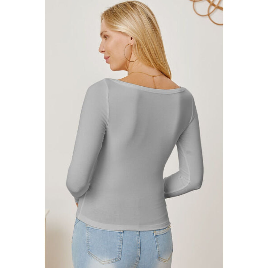 Square Neck Long Sleeve T-Shirt Clothing