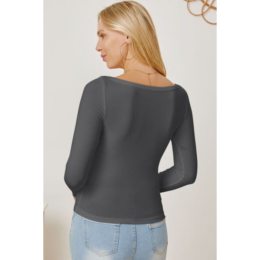 Square Neck Long Sleeve T-Shirt Clothing