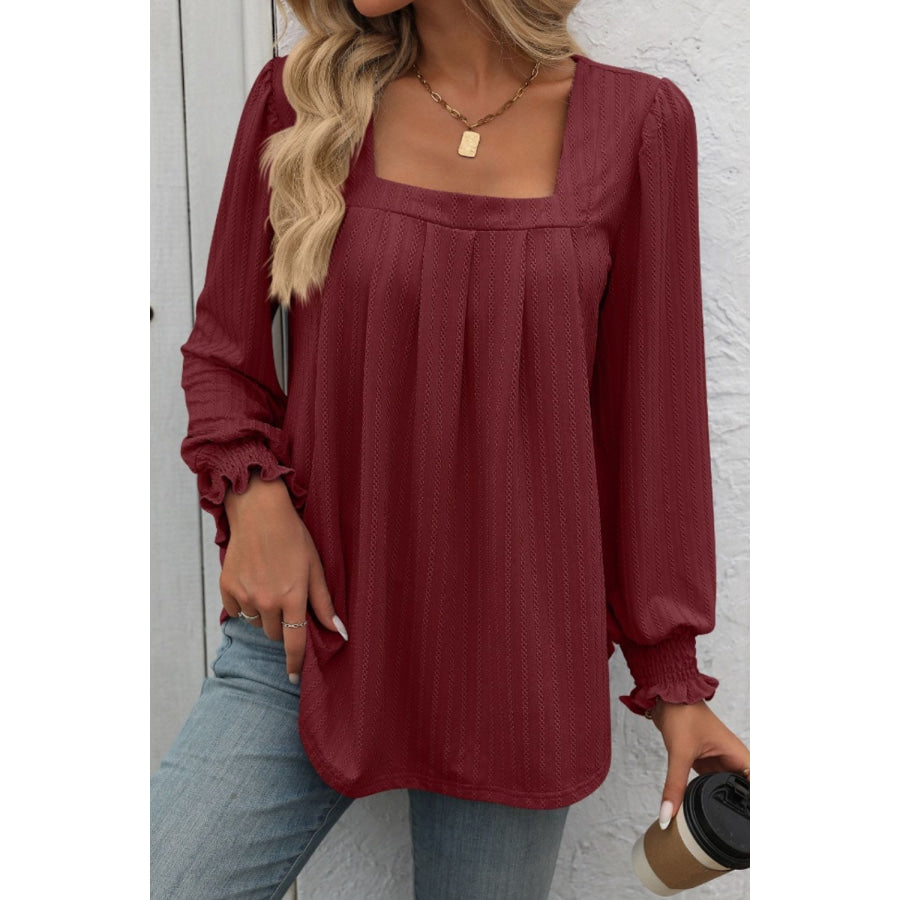 Square Neck Long Sleeve Top Apparel and Accessories