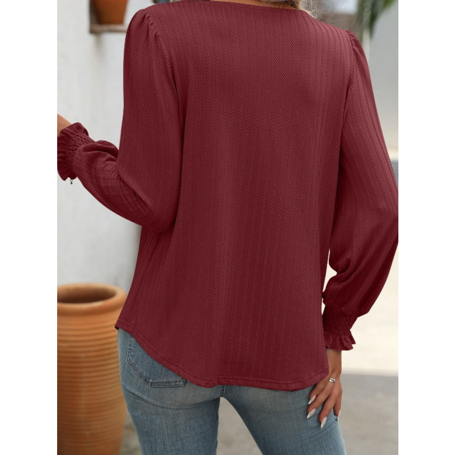 Square Neck Long Sleeve Top Apparel and Accessories