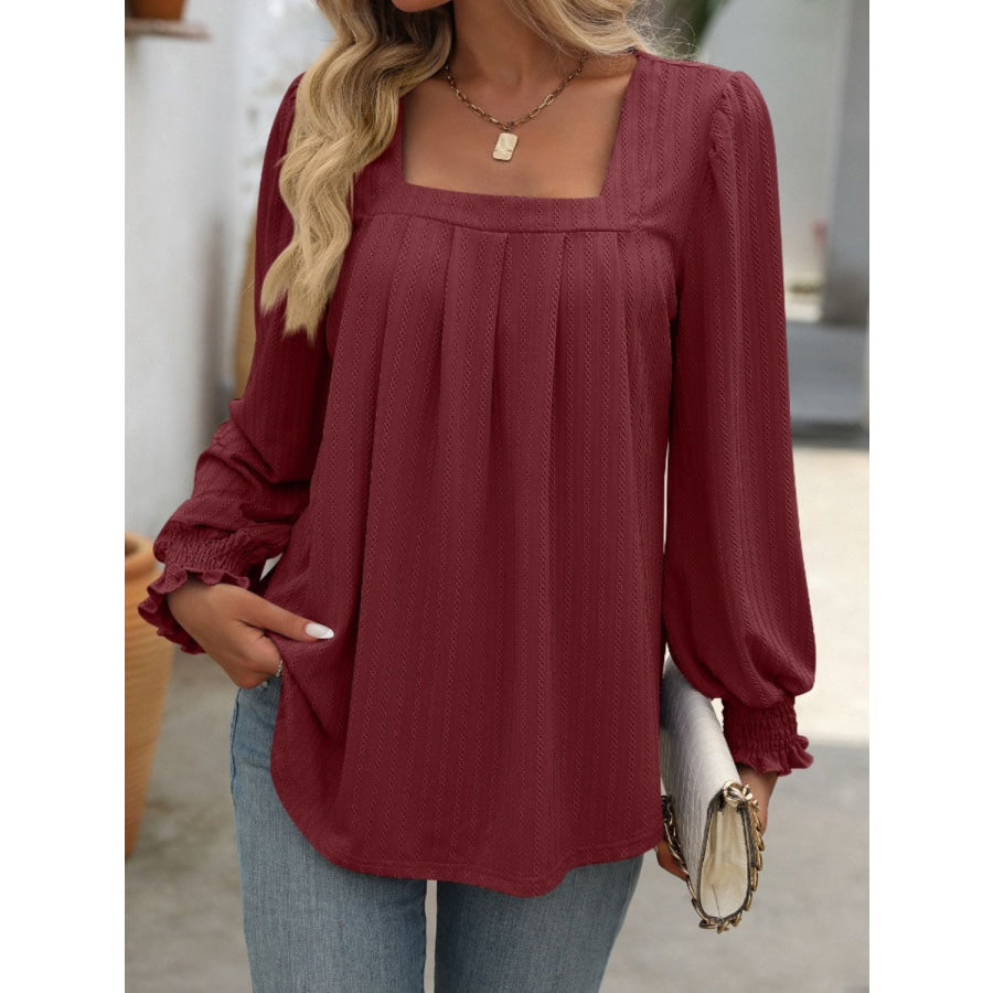 Square Neck Long Sleeve Top Apparel and Accessories