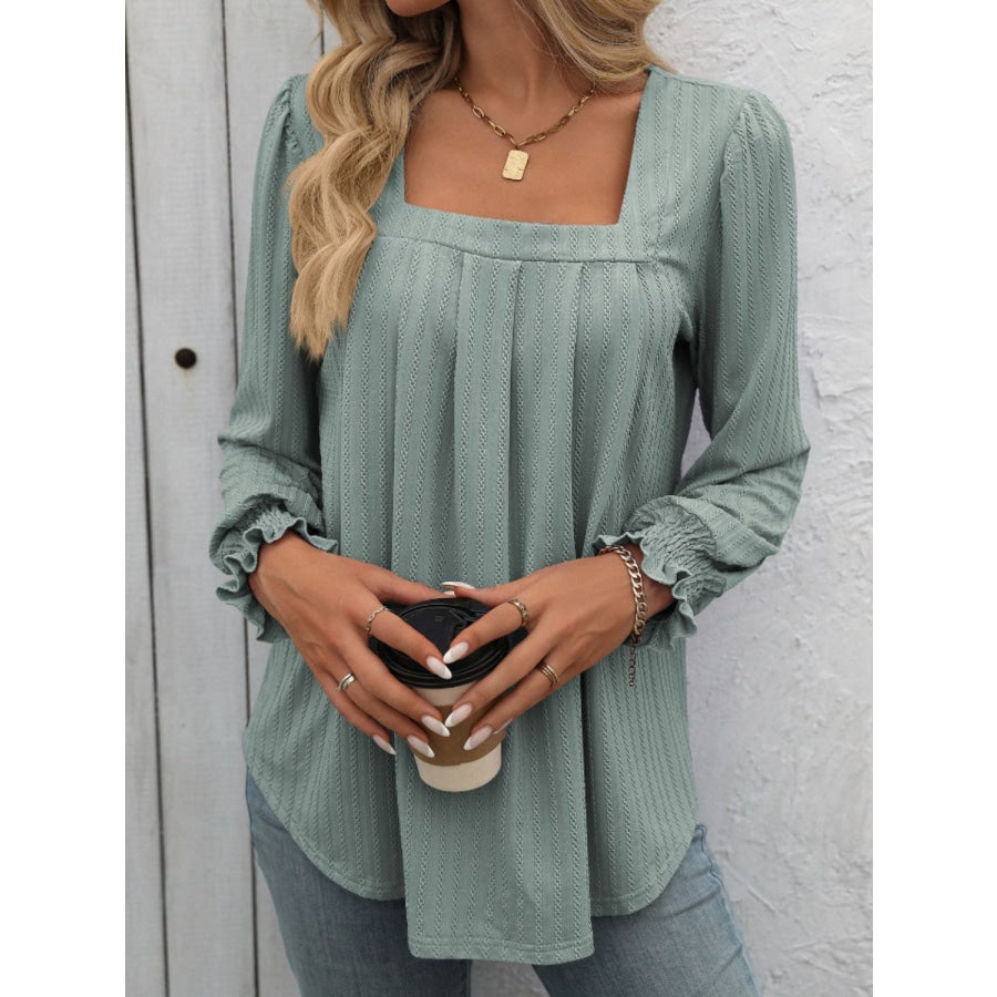 Square Neck Long Sleeve Top Apparel and Accessories