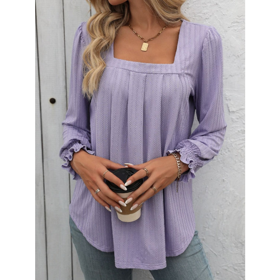 Square Neck Long Sleeve Top Apparel and Accessories