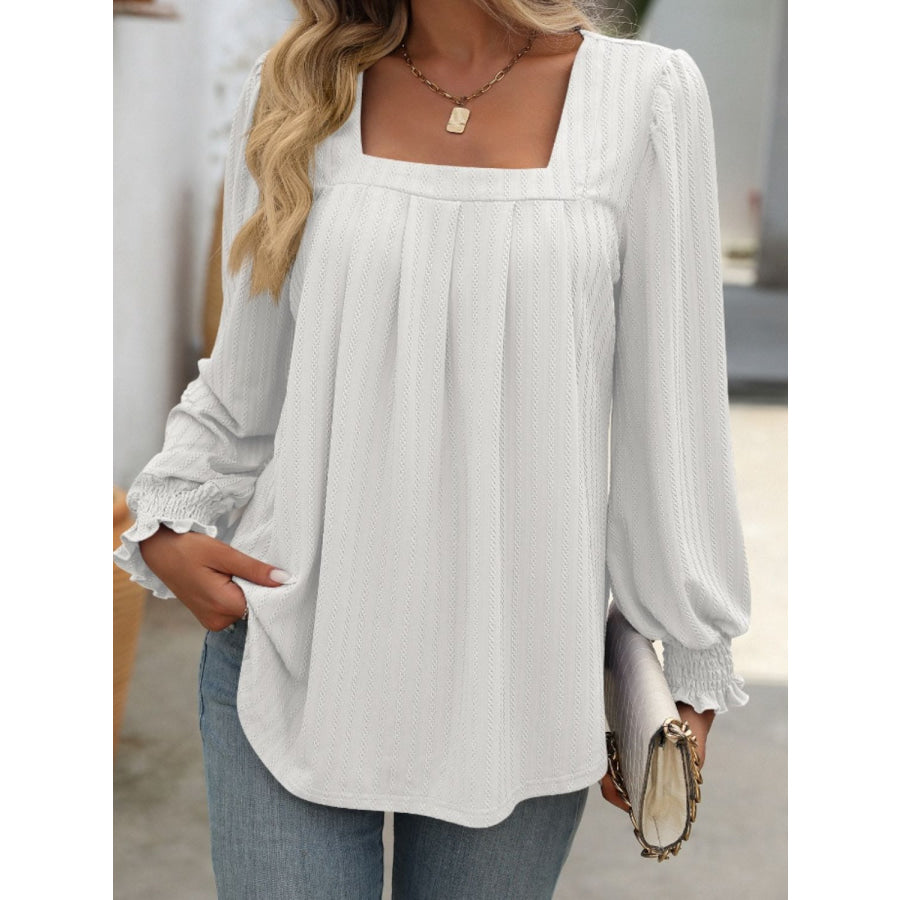 Square Neck Long Sleeve Top Apparel and Accessories