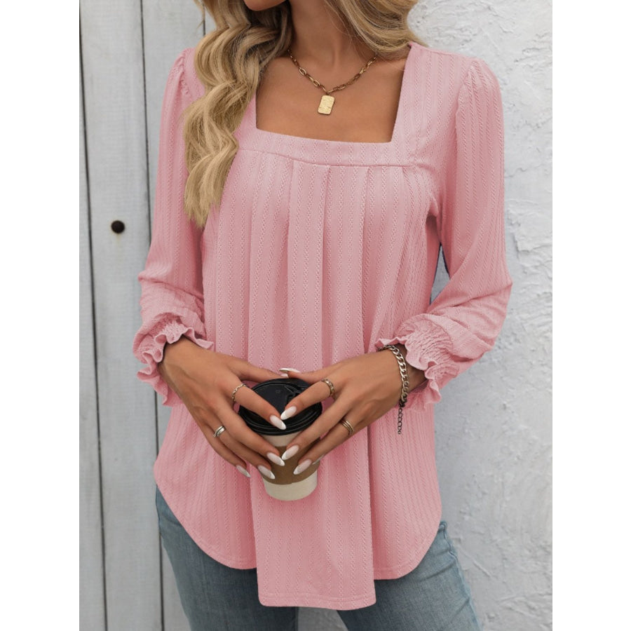 Square Neck Long Sleeve Top Apparel and Accessories