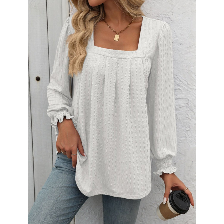 Square Neck Long Sleeve Top Apparel and Accessories