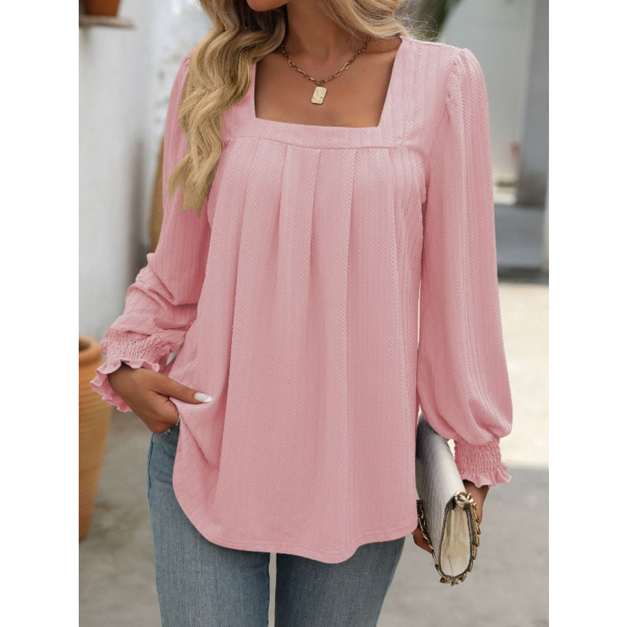 Square Neck Long Sleeve Top Apparel and Accessories