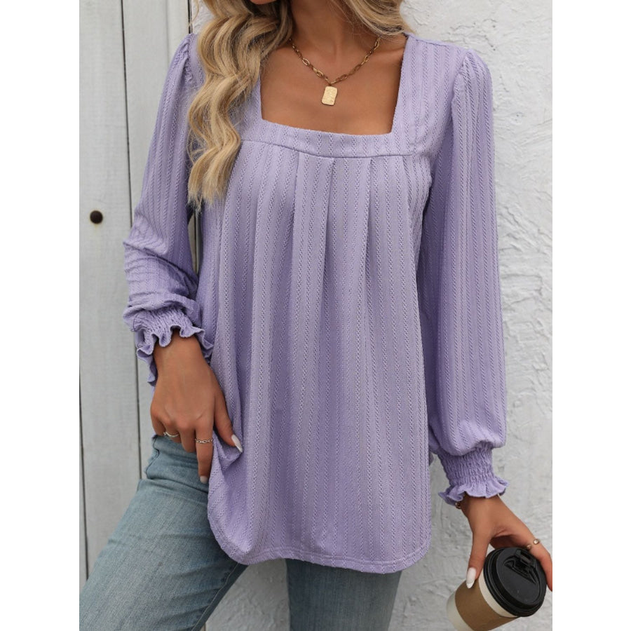 Square Neck Long Sleeve Top Apparel and Accessories