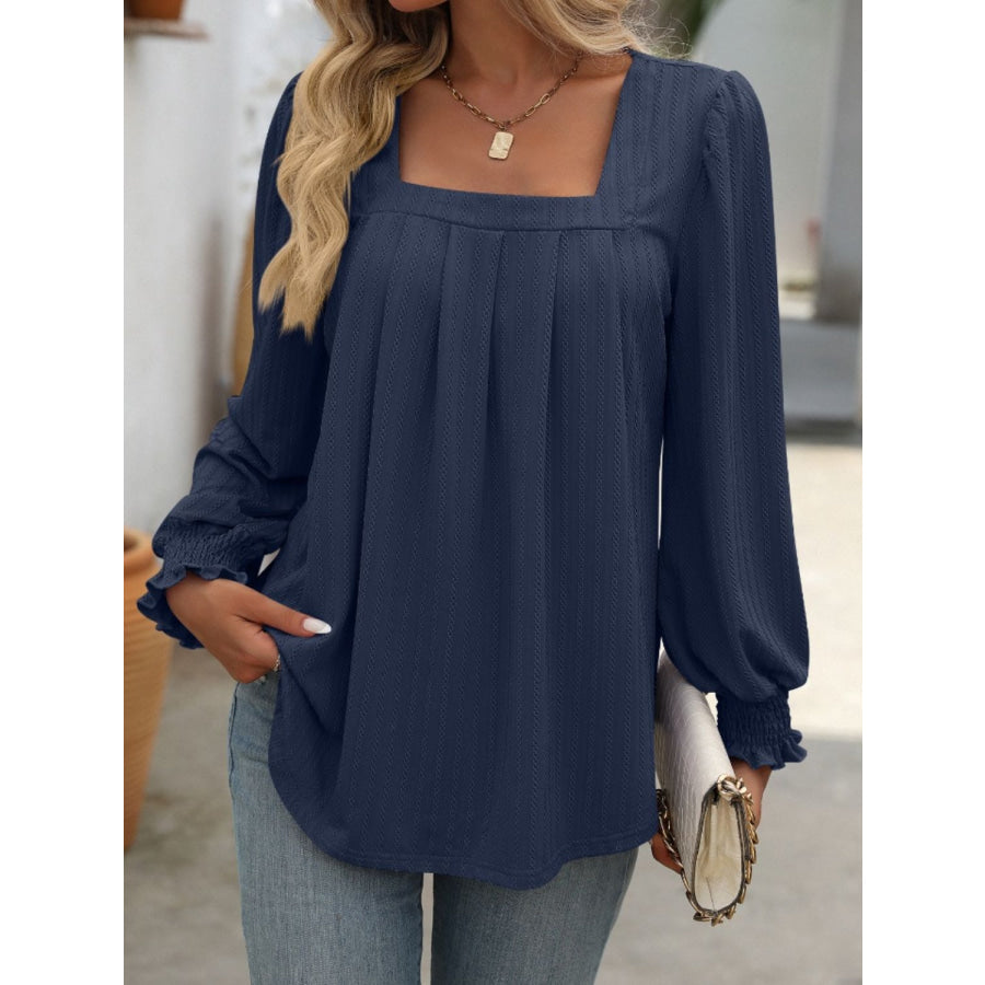 Square Neck Long Sleeve Top Apparel and Accessories