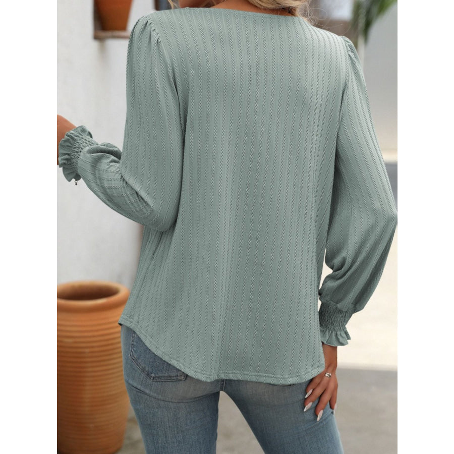 Square Neck Long Sleeve Top Apparel and Accessories