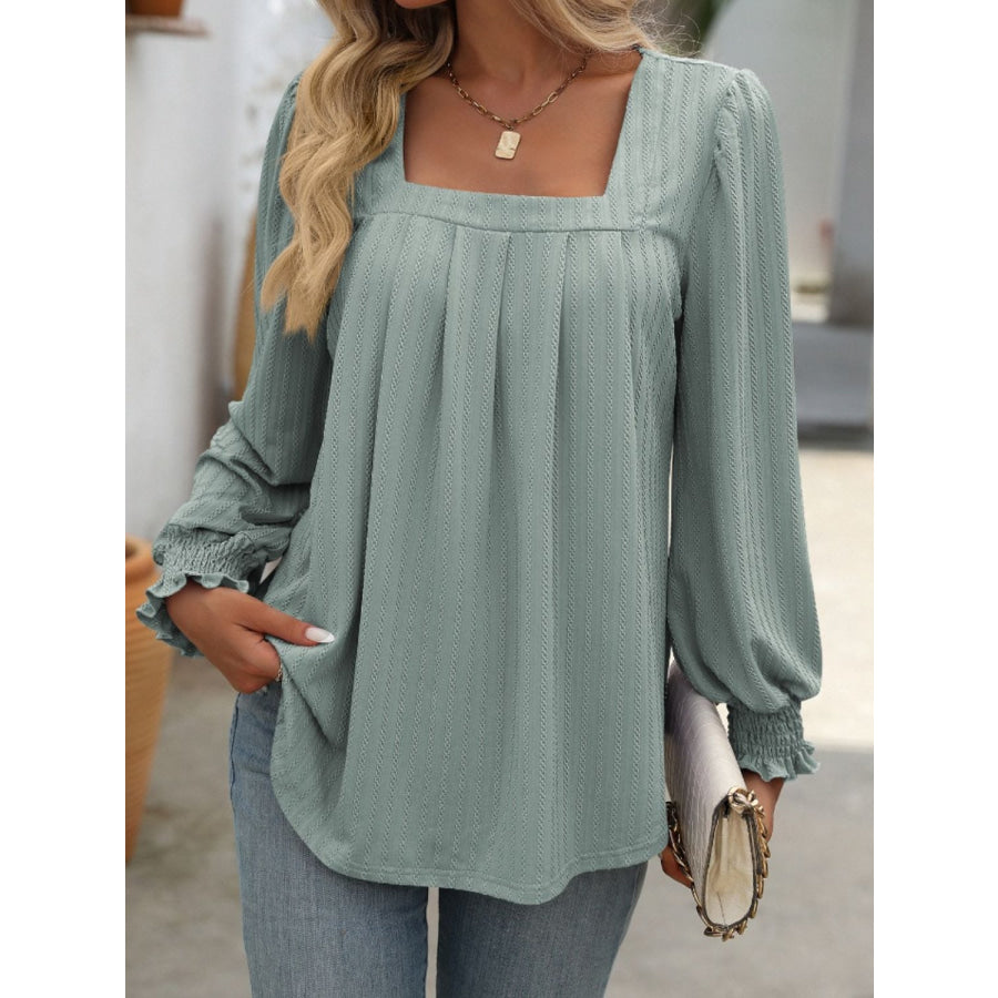 Square Neck Long Sleeve Top Apparel and Accessories