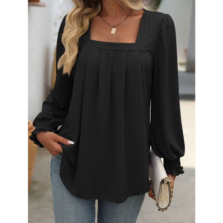 Square Neck Long Sleeve Top Apparel and Accessories