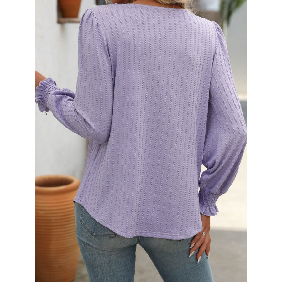 Square Neck Long Sleeve Top Apparel and Accessories