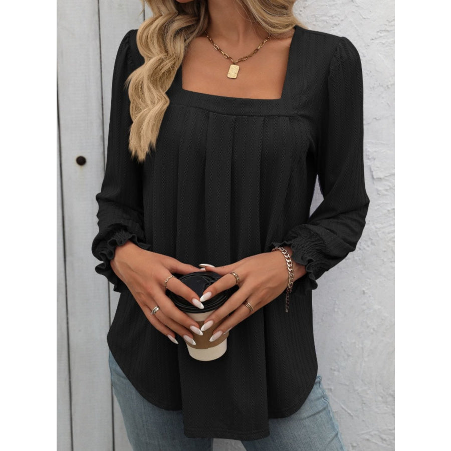 Square Neck Long Sleeve Top Apparel and Accessories