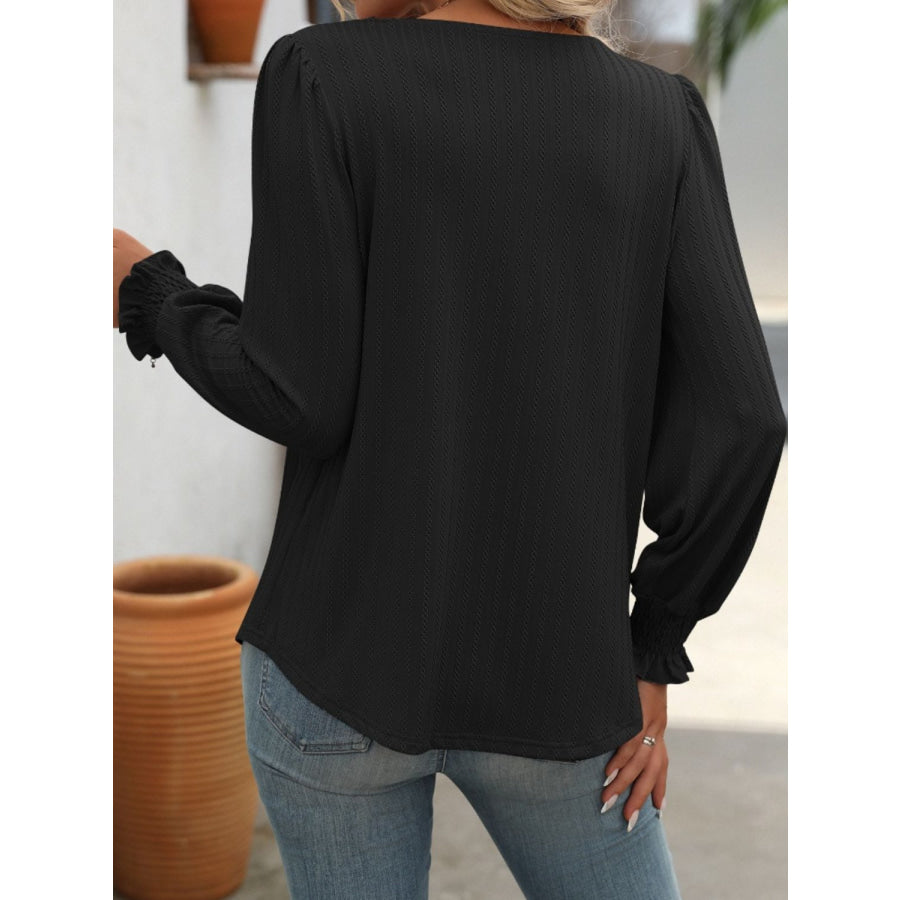 Square Neck Long Sleeve Top Apparel and Accessories