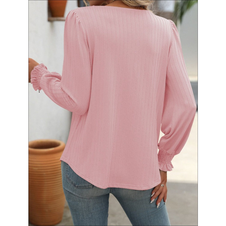 Square Neck Long Sleeve Top Apparel and Accessories