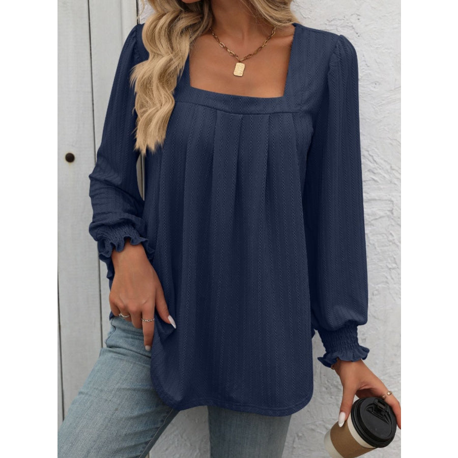 Square Neck Long Sleeve Top Apparel and Accessories