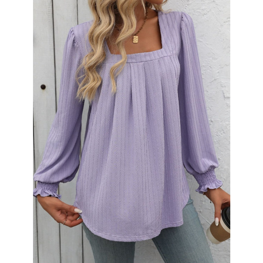 Square Neck Long Sleeve Top Lilac / S Apparel and Accessories