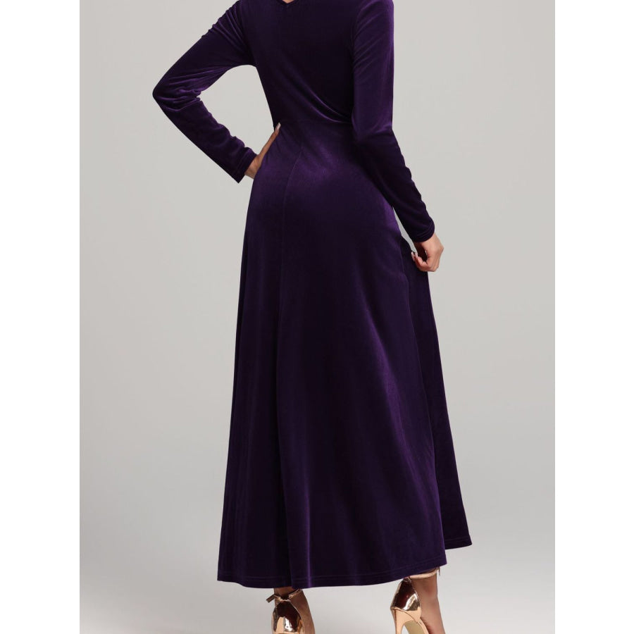 Square Neck Long Sleeve Velvet Dress Apparel and Accessories