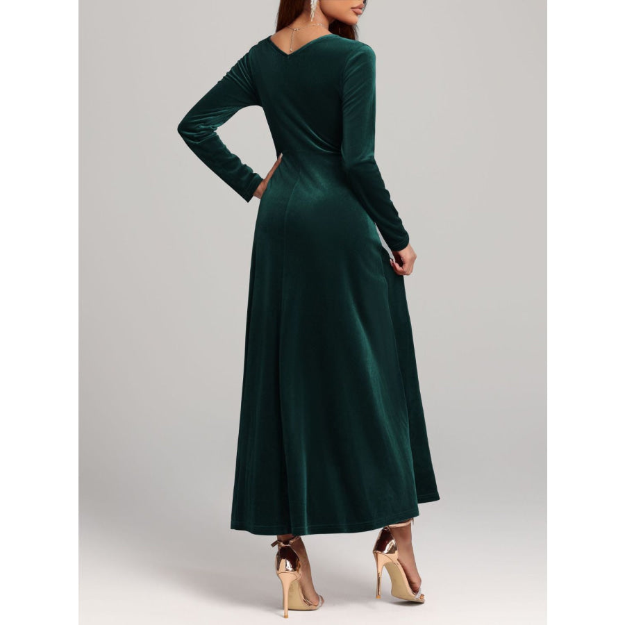 Square Neck Long Sleeve Velvet Dress Apparel and Accessories