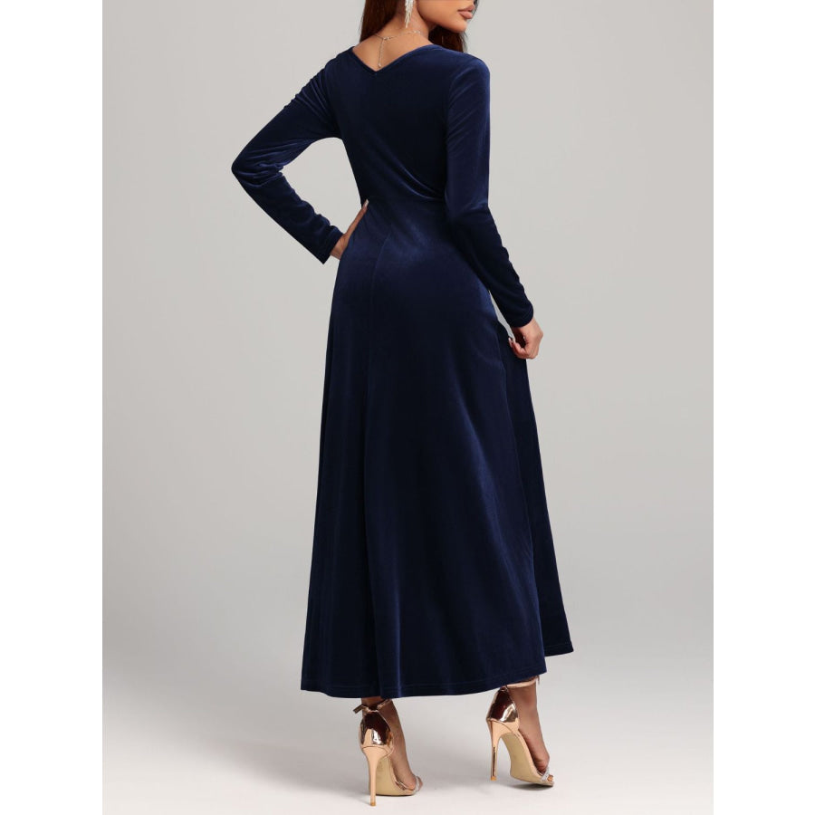 Square Neck Long Sleeve Velvet Dress Apparel and Accessories