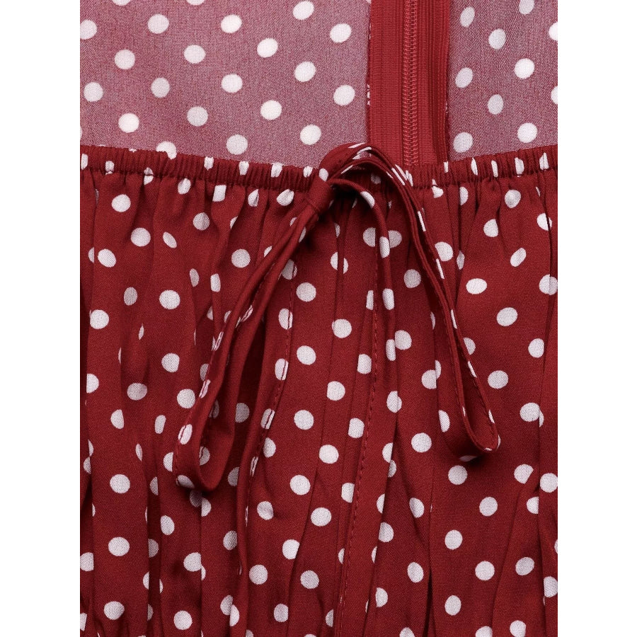 Square Neck Polka Dot Long Sleeve Maxi Dress Apparel and Accessories