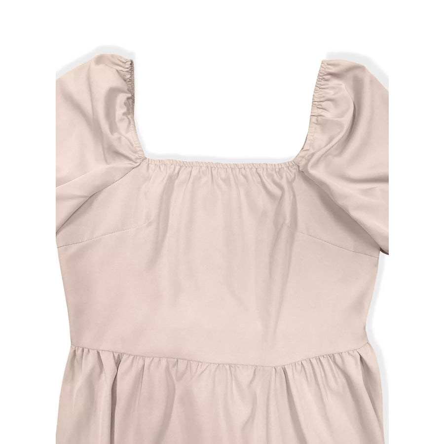 Square Neck Puff Sleeve A-Line Mini Dress Apparel and Accessories