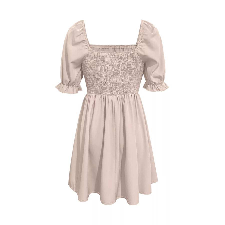 Square Neck Puff Sleeve A-Line Mini Dress Apparel and Accessories