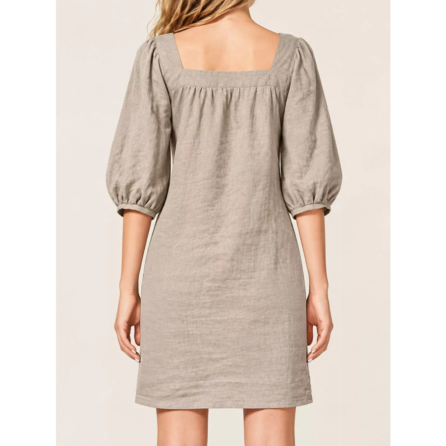 Square Neck Puff Sleeve Mini Dress Apparel and Accessories
