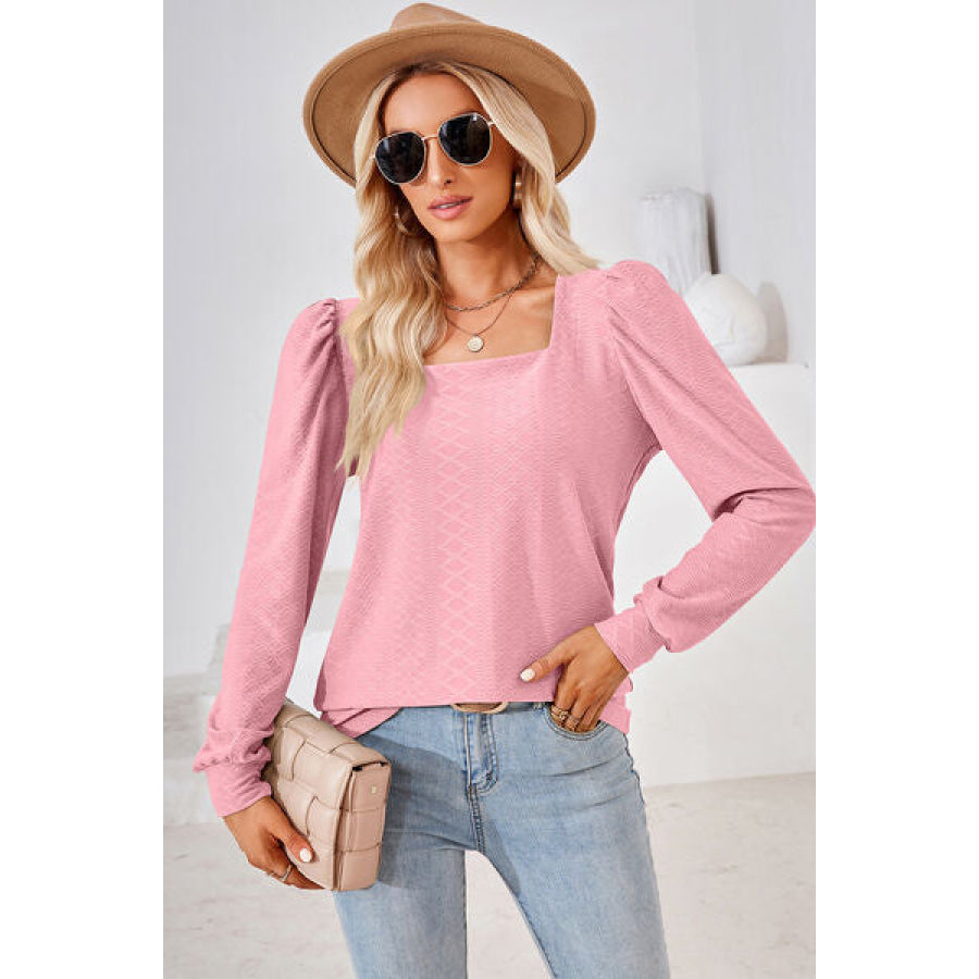 Square Neck Puff Sleeve T - Shirt Apparel and Accessories