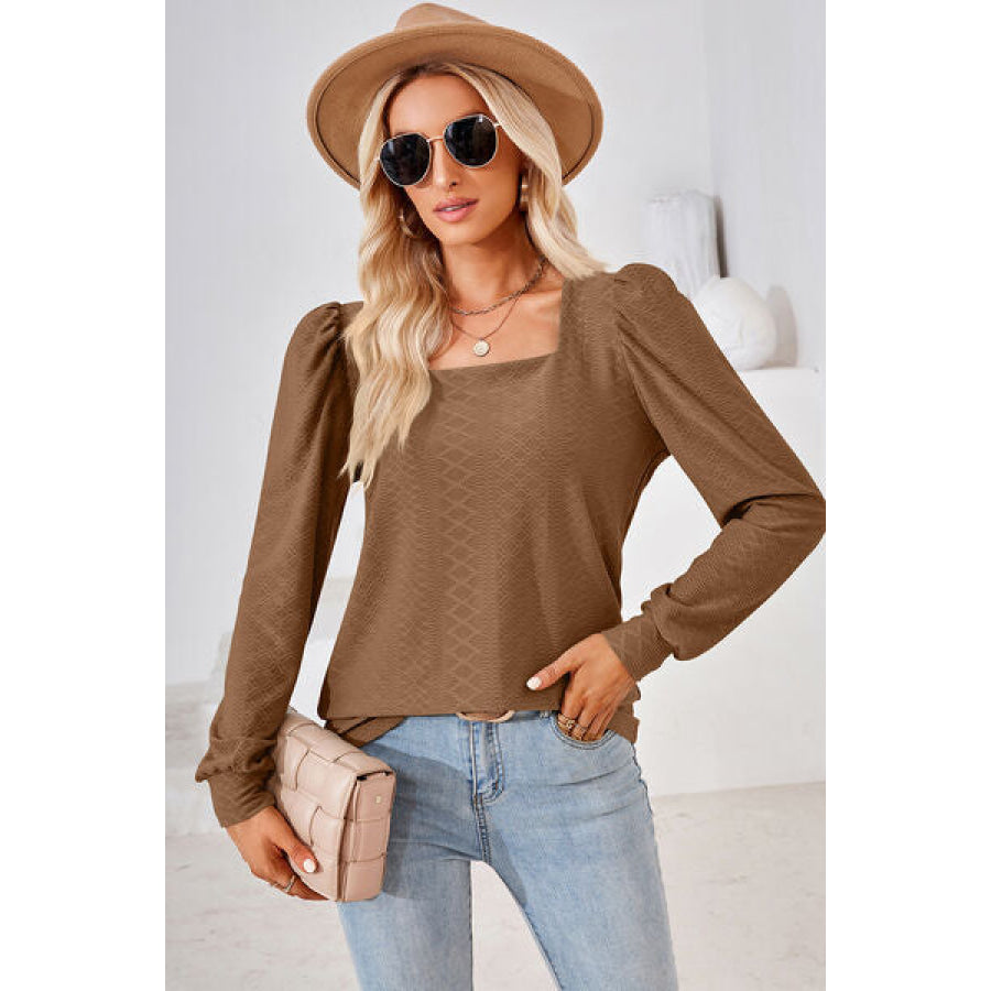 Square Neck Puff Sleeve T - Shirt Apparel and Accessories