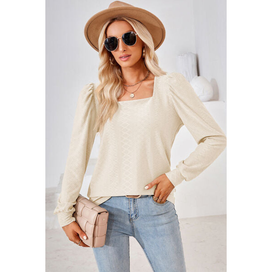 Square Neck Puff Sleeve T - Shirt Apparel and Accessories