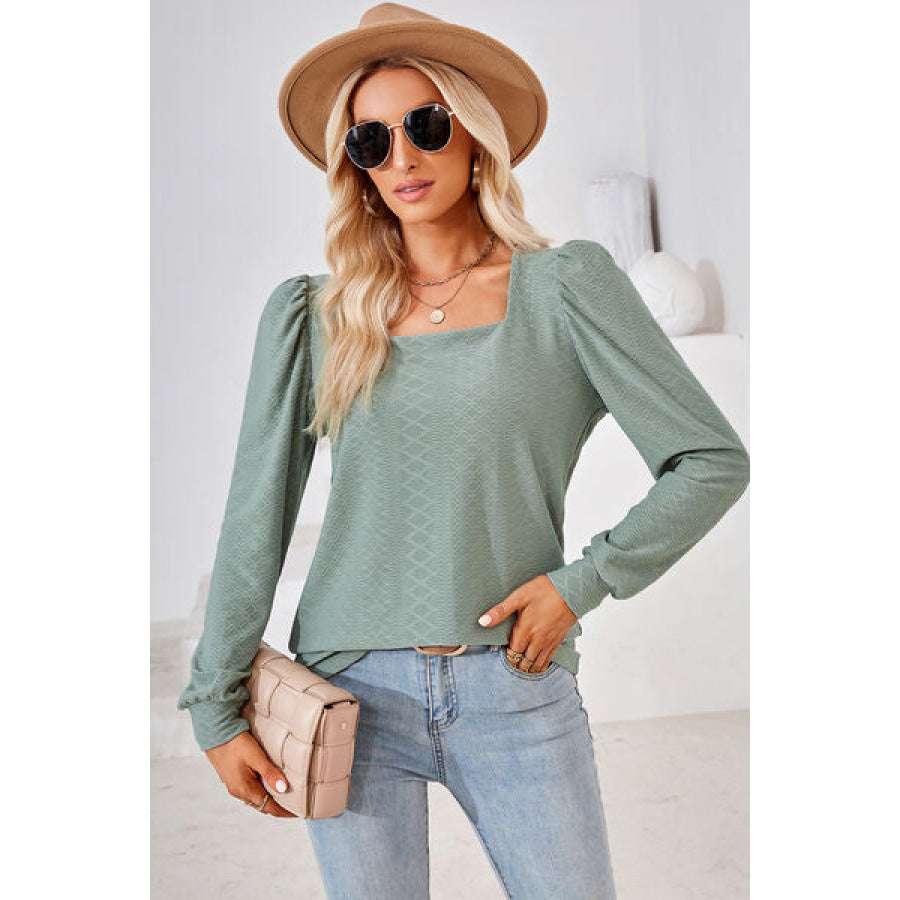 Square Neck Puff Sleeve T - Shirt Apparel and Accessories