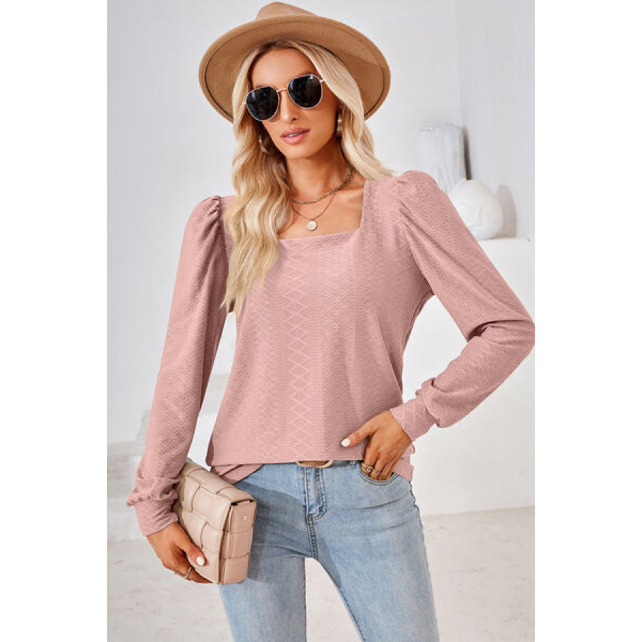 Square Neck Puff Sleeve T - Shirt Apparel and Accessories