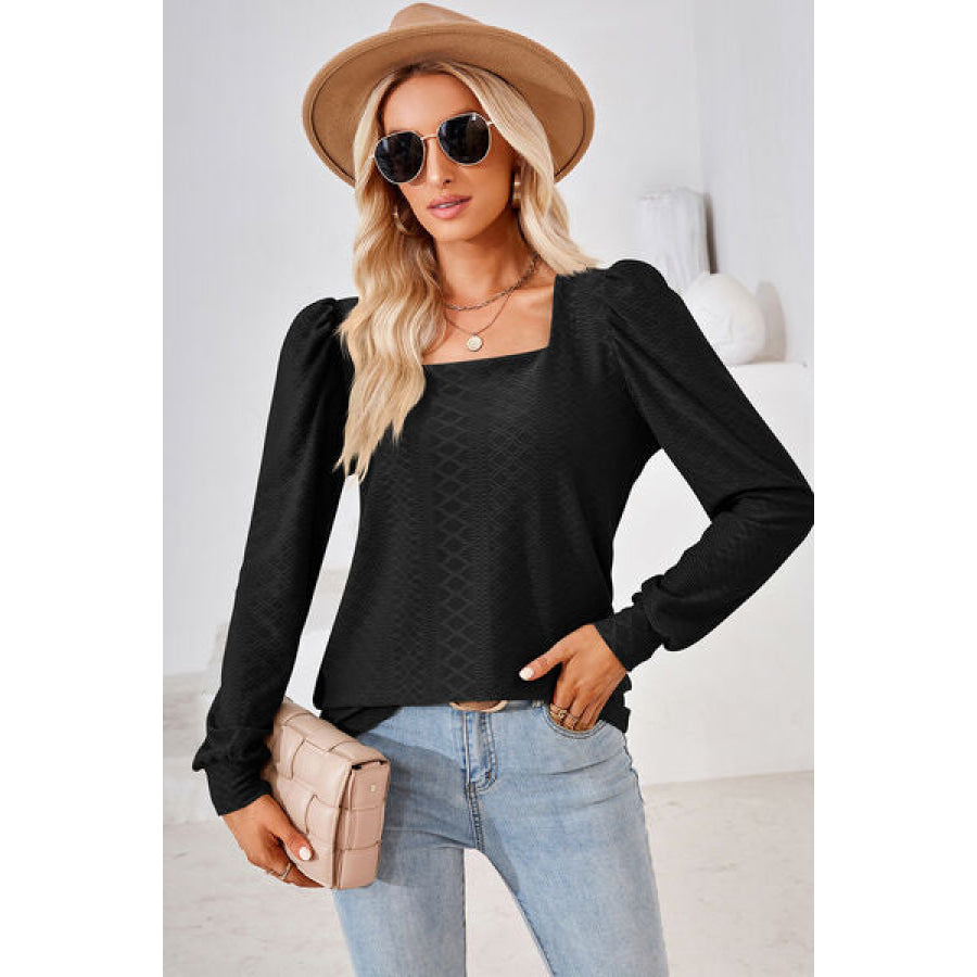 Square Neck Puff Sleeve T - Shirt Apparel and Accessories