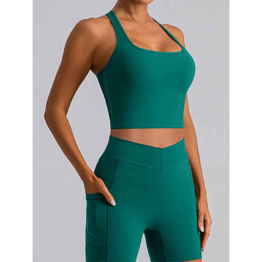 Square Neck Racerback Cropped Tank Apparel and Accessories