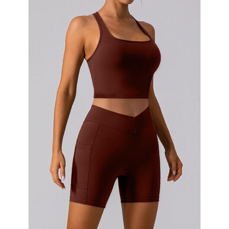 Square Neck Racerback Cropped Tank Apparel and Accessories