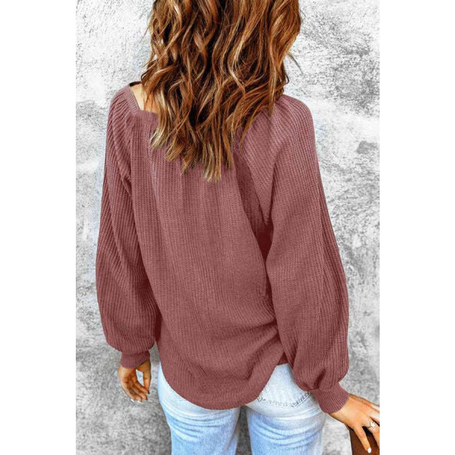 Square Neck Raglan Sleeve T - Shirt Light Mauve / S Apparel and Accessories