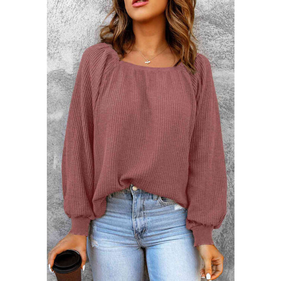 Square Neck Raglan Sleeve T - Shirt Light Mauve / S Apparel and Accessories