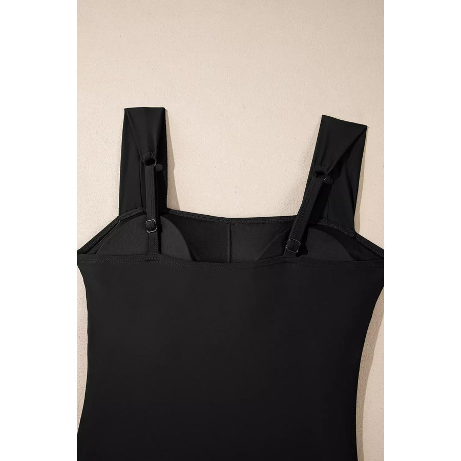 Square Neck Ruched Tommy Control One Piece Swimsuit Apparel and Accessories