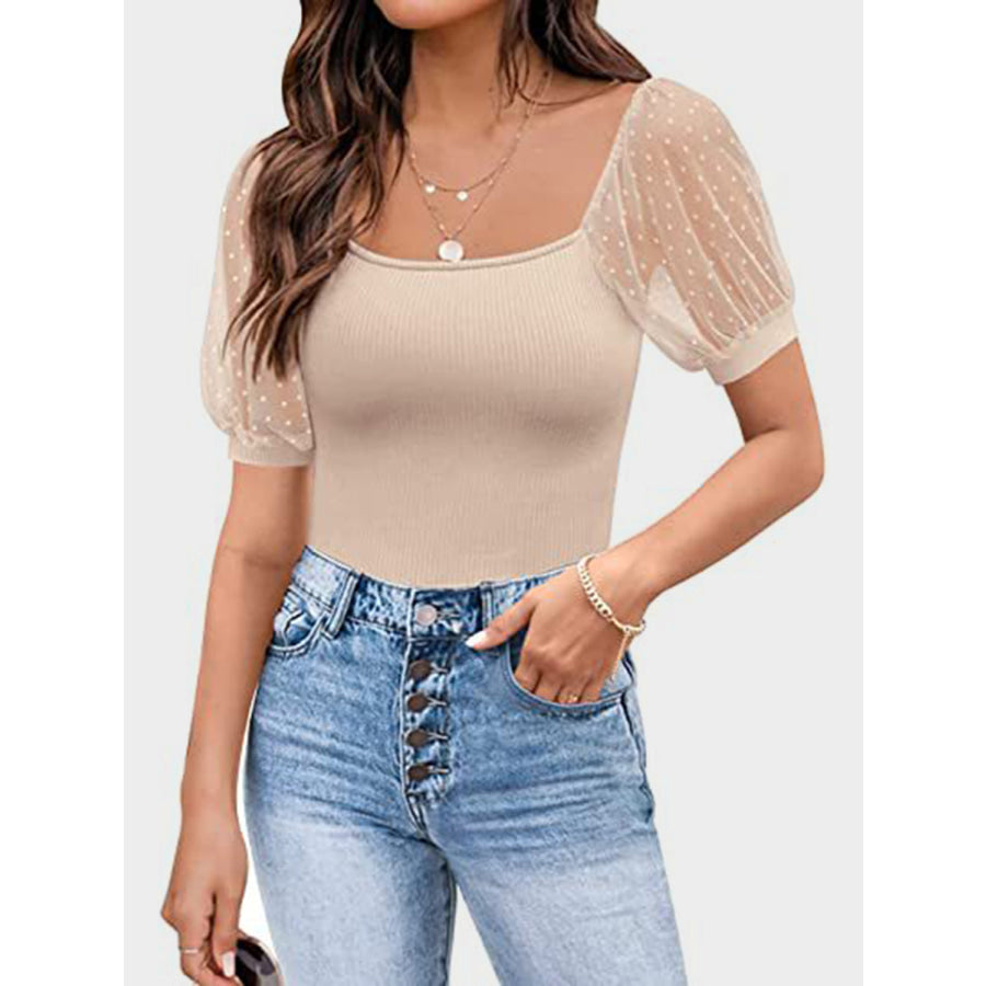 Square Neck Short Sleeve T-Shirt Apparel and Accessories