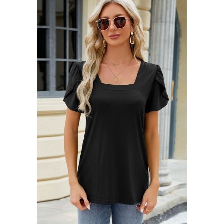 Square Neck Short Sleeve T - Shirt Apparel and Accessories