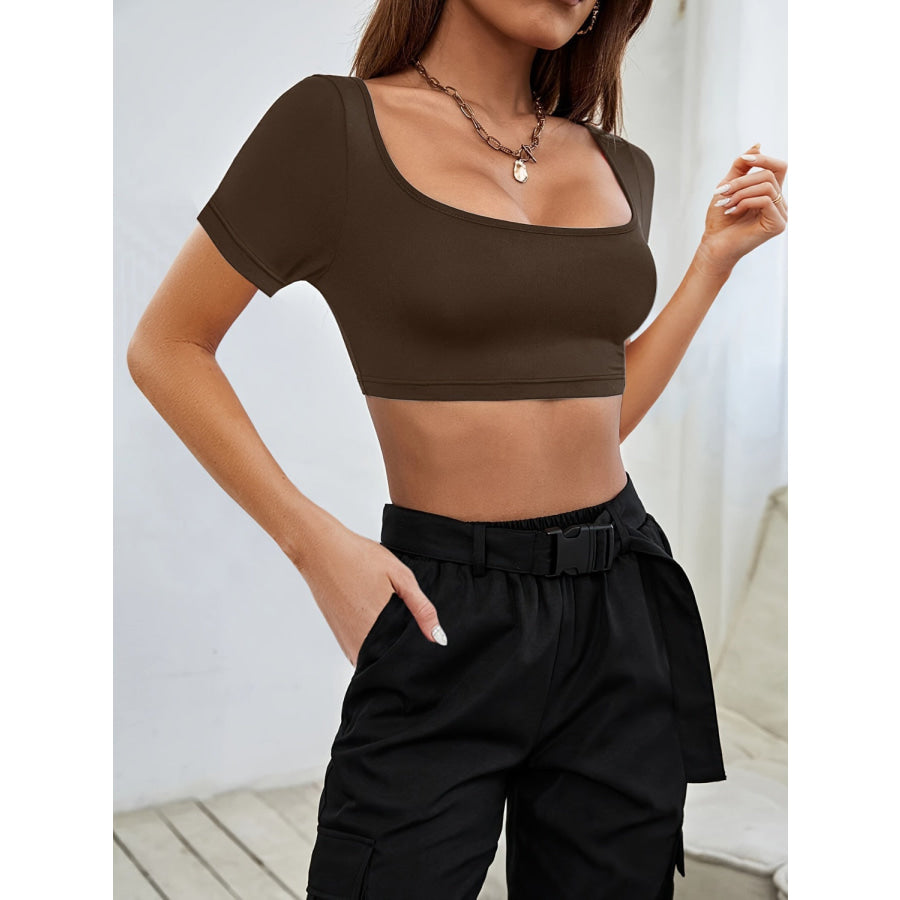 Square Neck Short Sleeve T - Shirt Apparel and Accessories