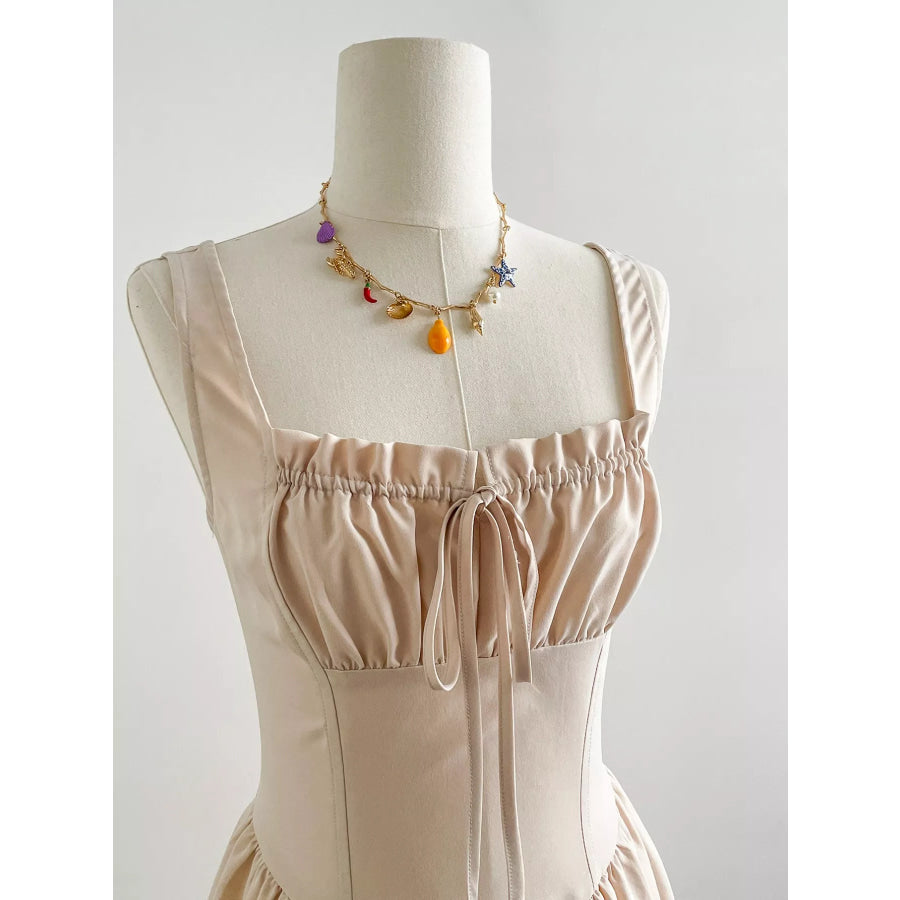 Square Neck Sleeveless A-Line Dress Apparel and Accessories