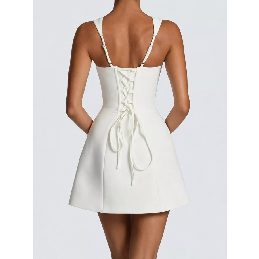 Square-Neck Sleeveless Mini Dress White / S Apparel and Accessories