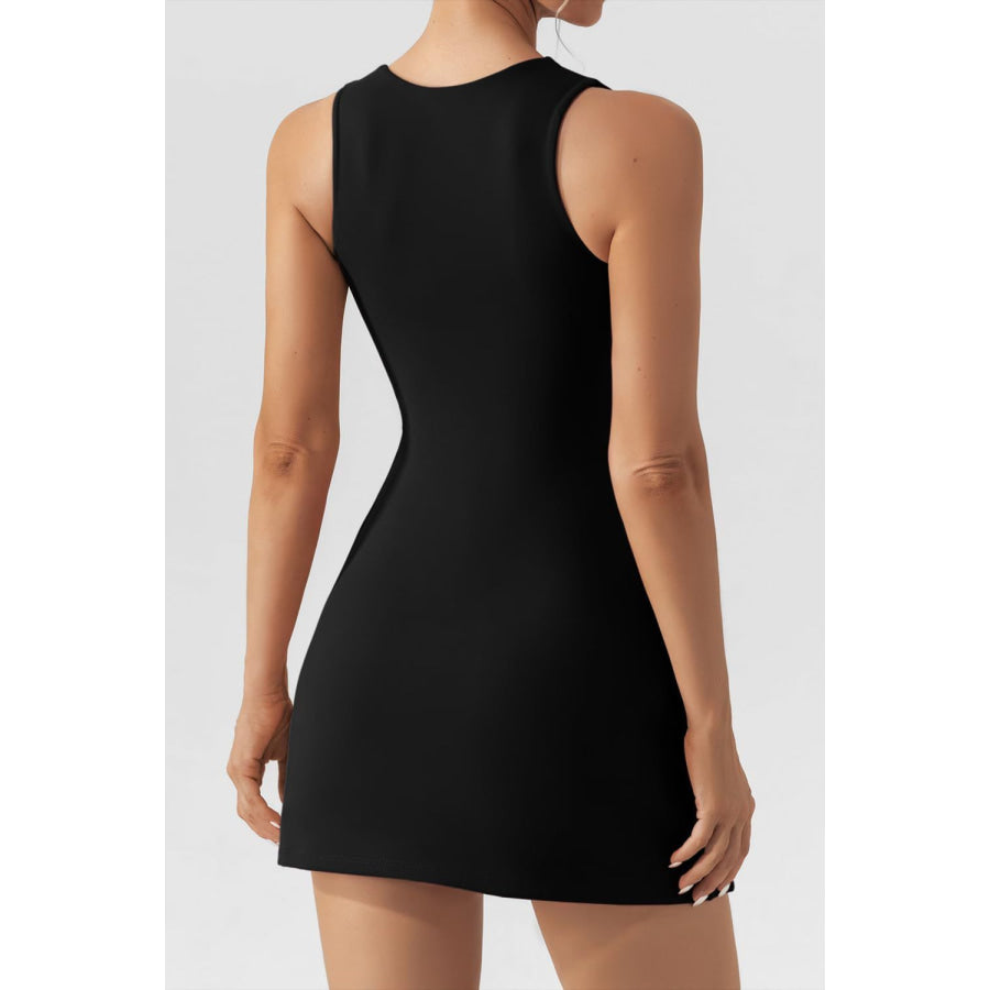 Square Neck Sleeveless Mini Dress Black / S Apparel and Accessories